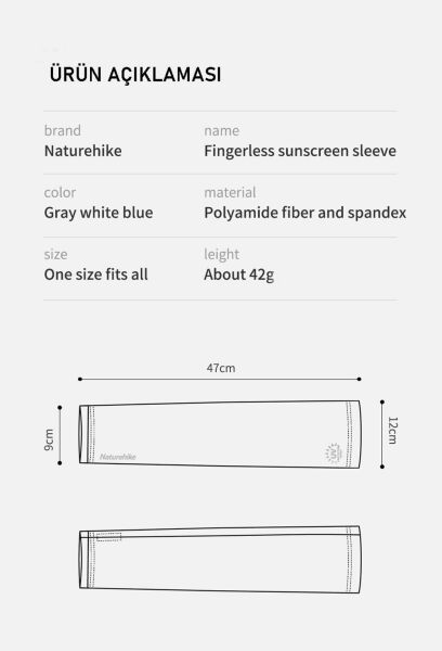 Naturehike UPF50+ Parmaksız Güneş Koruma Kollukları BEYAZ