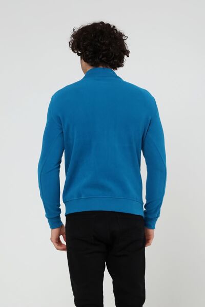 North Trace Crewline Yarım Fermuarlı Erkek Hoodie MAVİ - 2XL