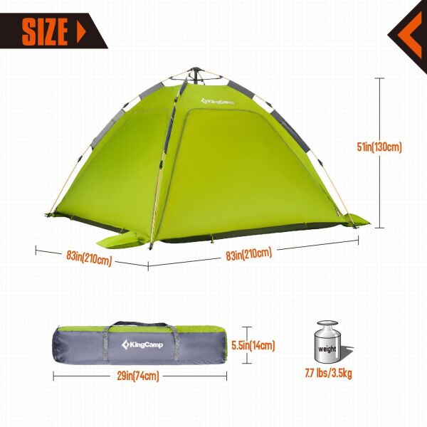 KingCamp Monza Beach 3 Kişilik Çadır YEŞİL