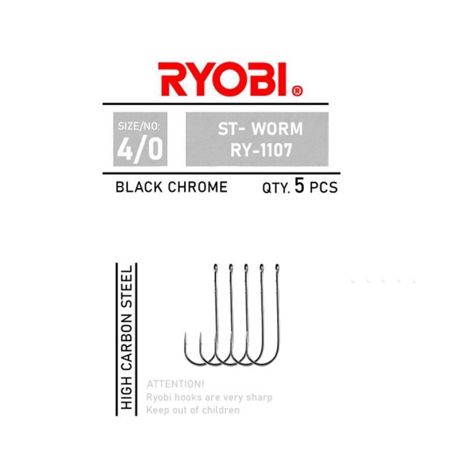 Ryobi St-Worm RY-1107 Black Nickel Olta İğnesi Black Nickel - NO:1/0