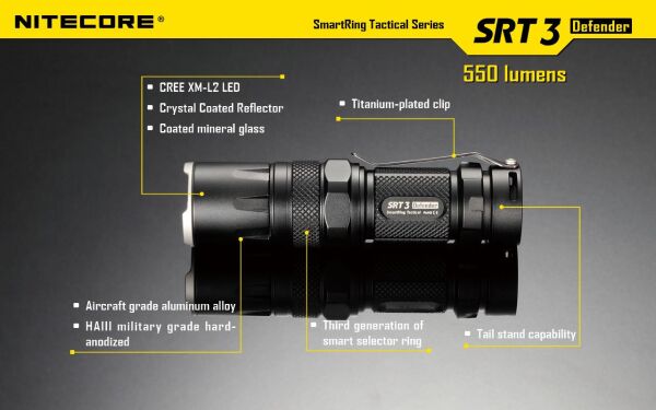 Nitecore SRT3 550 Lümen El Feneri (1x18650)
