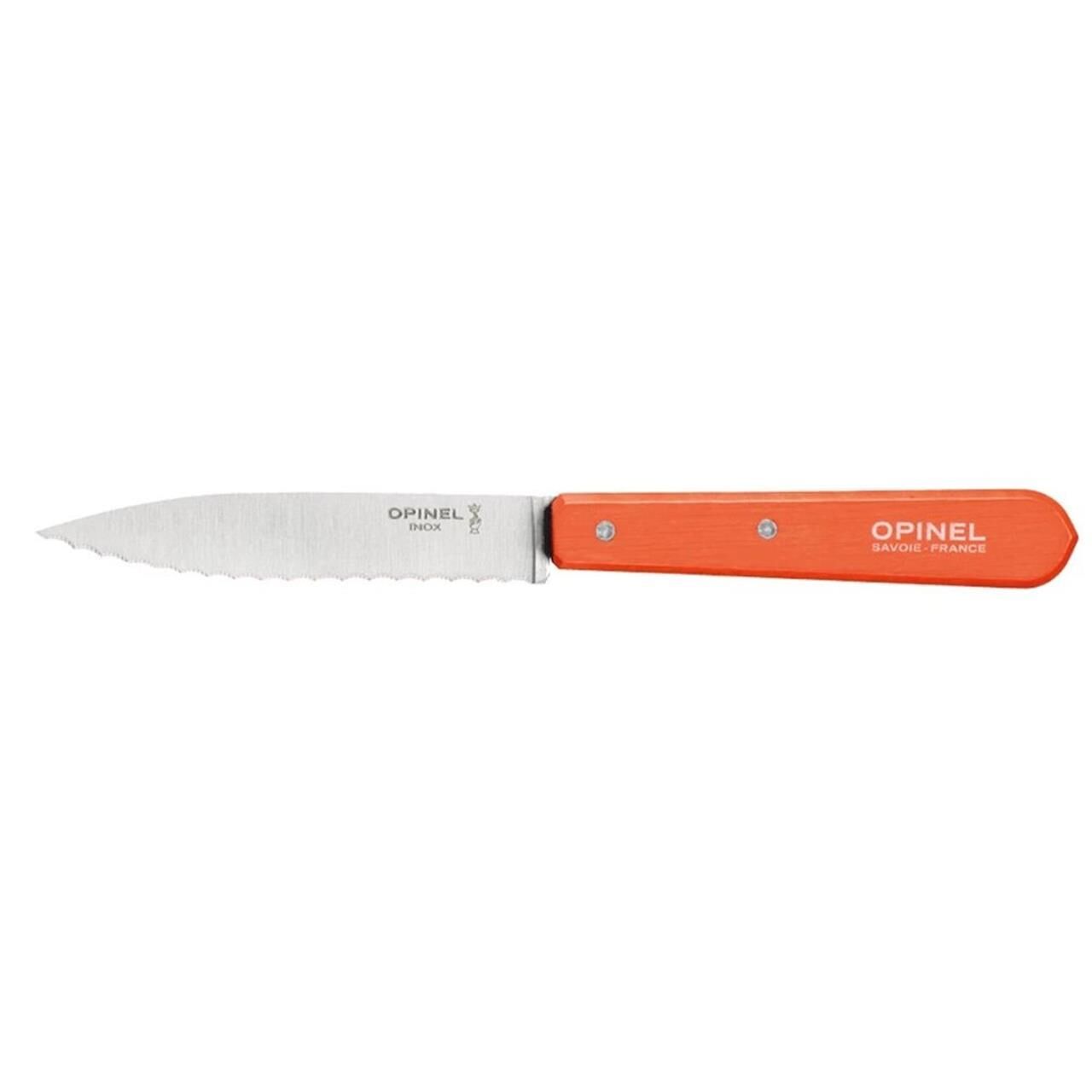 Opinel Essential No:113 Paslanmaz Çelik Tırtıklı Soyma Bıçağı TURUNCU