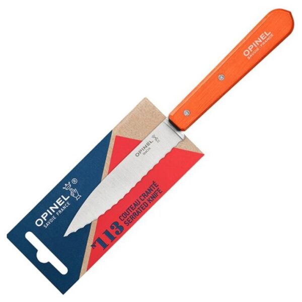 Opinel Essential No:113 Paslanmaz Çelik Tırtıklı Soyma Bıçağı TURUNCU