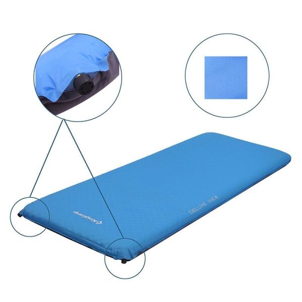 KingCamp Blue/Grey Deluxe Wide Şişme Mat 198 × 76 × 10 cm