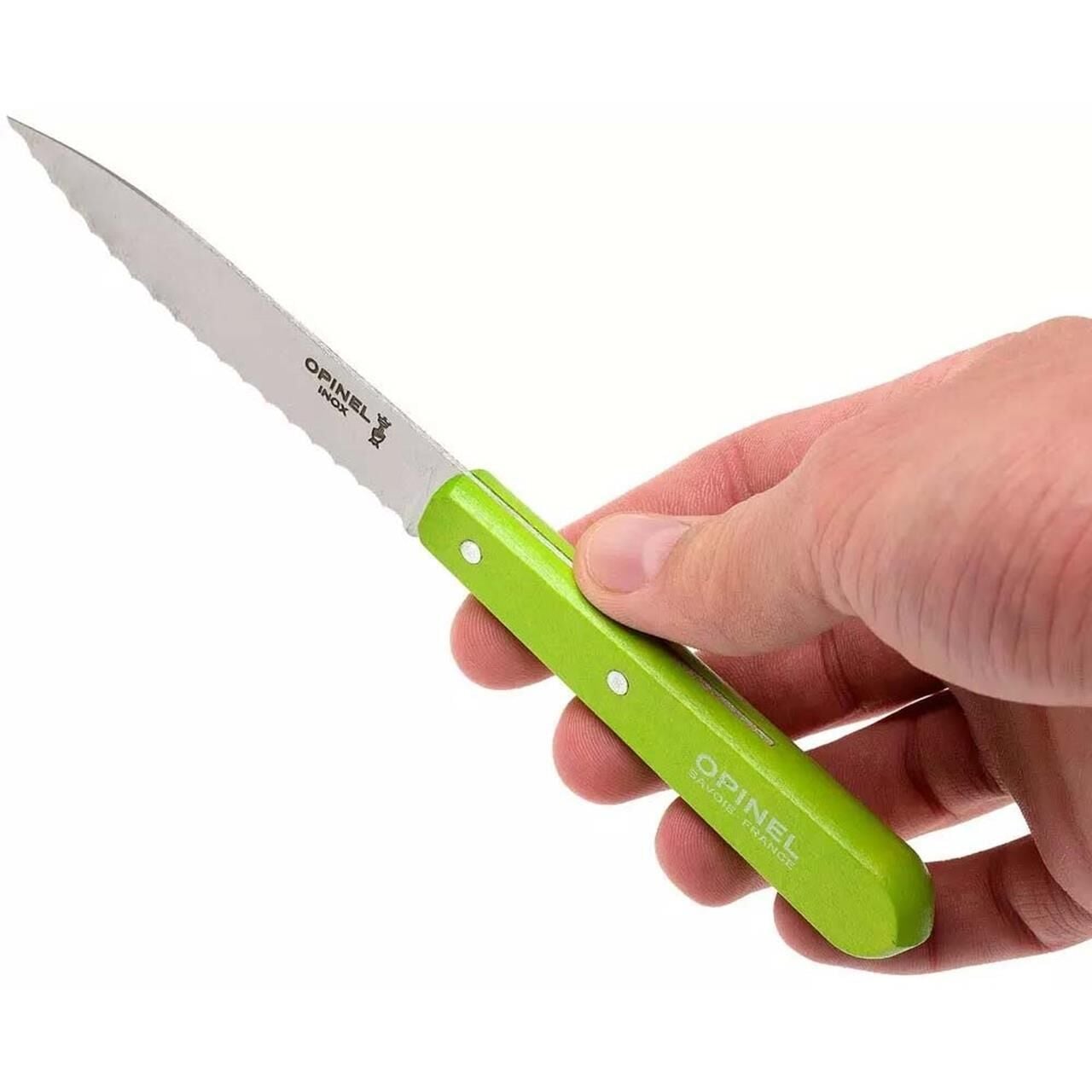 Opinel Essential No:113 Paslanmaz Çelik Tırtıklı Soyma Bıçağı YEŞİL
