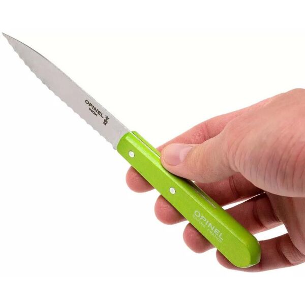 Opinel Essential No:113 Paslanmaz Çelik Tırtıklı Soyma Bıçağı YEŞİL
