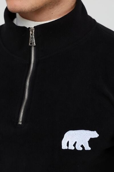 North Trace Crewline Yarım Fermuarlı Erkek Hoodie SİYAH - XL