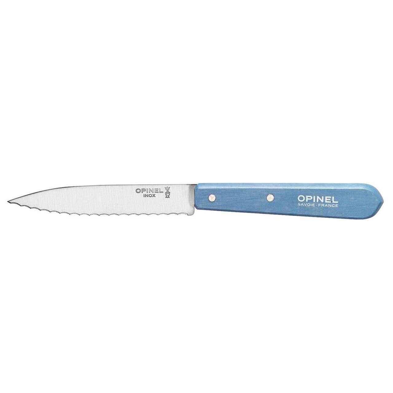 Opinel Essential No:113 Paslanmaz Çelik Tırtıklı Soyma Bıçağı MAVİ