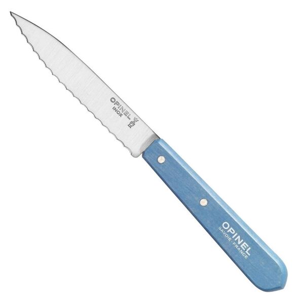 Opinel Essential No:113 Paslanmaz Çelik Tırtıklı Soyma Bıçağı MAVİ