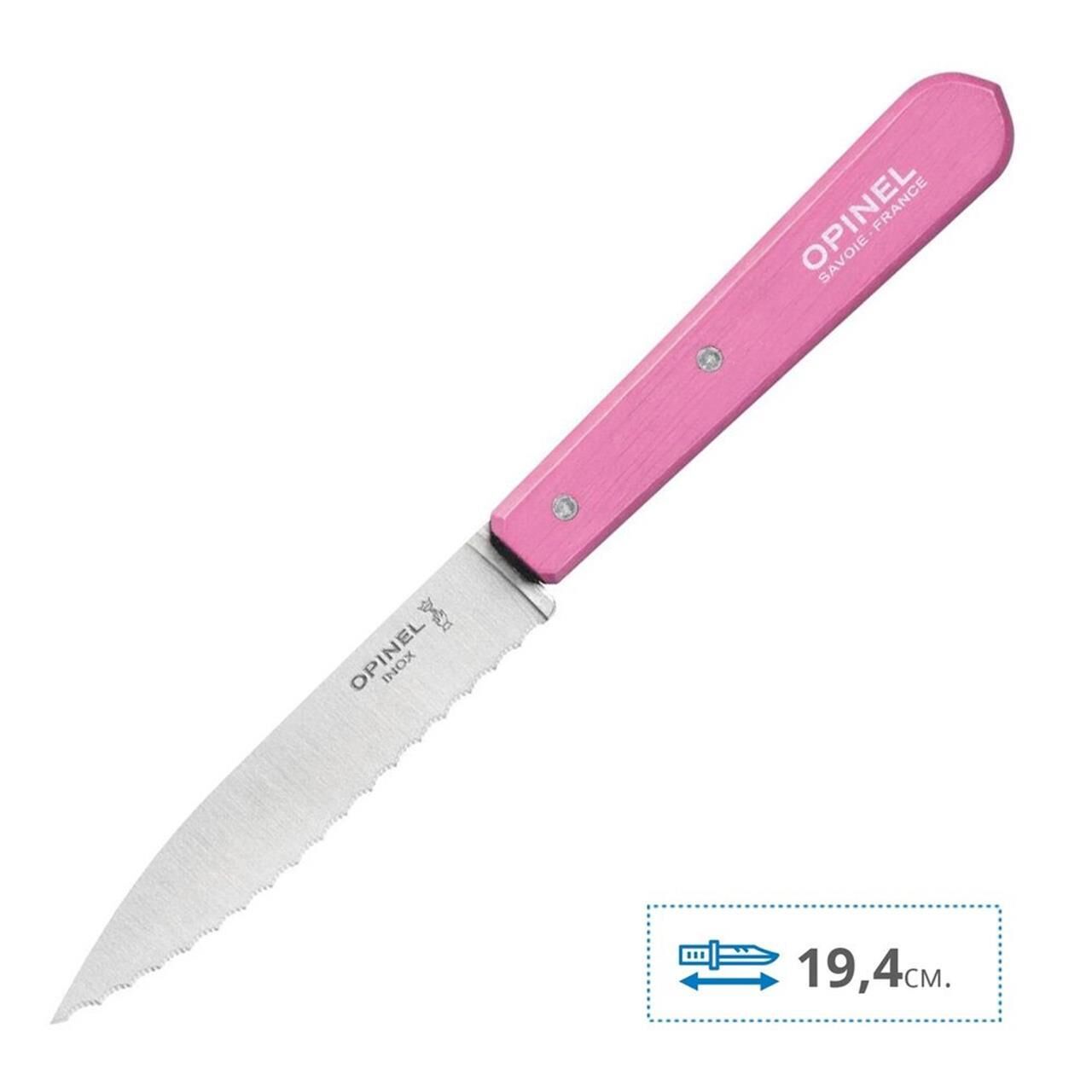 Opinel Essential No:113 Paslanmaz Çelik Tırtıklı Soyma Bıçağı PEMBE