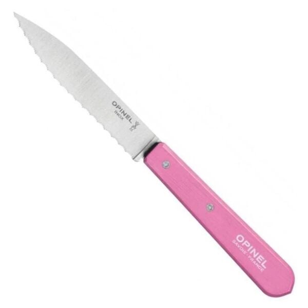Opinel Essential No:113 Paslanmaz Çelik Tırtıklı Soyma Bıçağı PEMBE