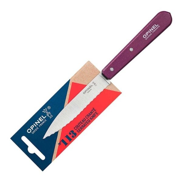 Opinel Essential No:113 Paslanmaz Çelik Tırtıklı Soyma Bıçağı MOR