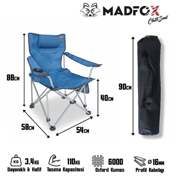 Madfox ChillSeat Yastıklı Katlanabilir Kamp Sandalyesi