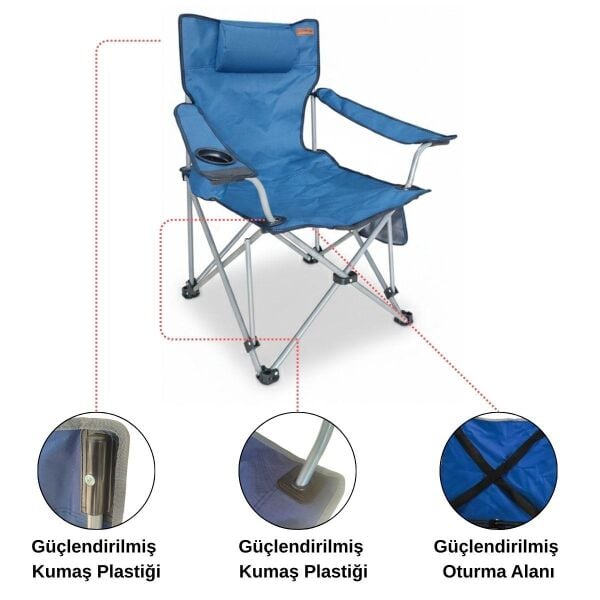 Madfox ChillSeat Yastıklı Katlanabilir Kamp Sandalyesi BLUE