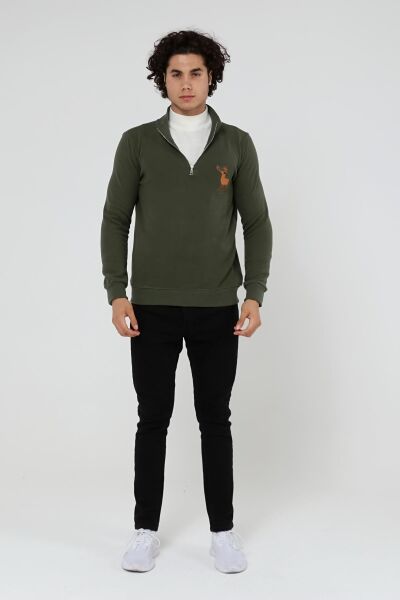 North Trace Crewline Yarım Fermuarlı Erkek Hoodie HAKİ - M