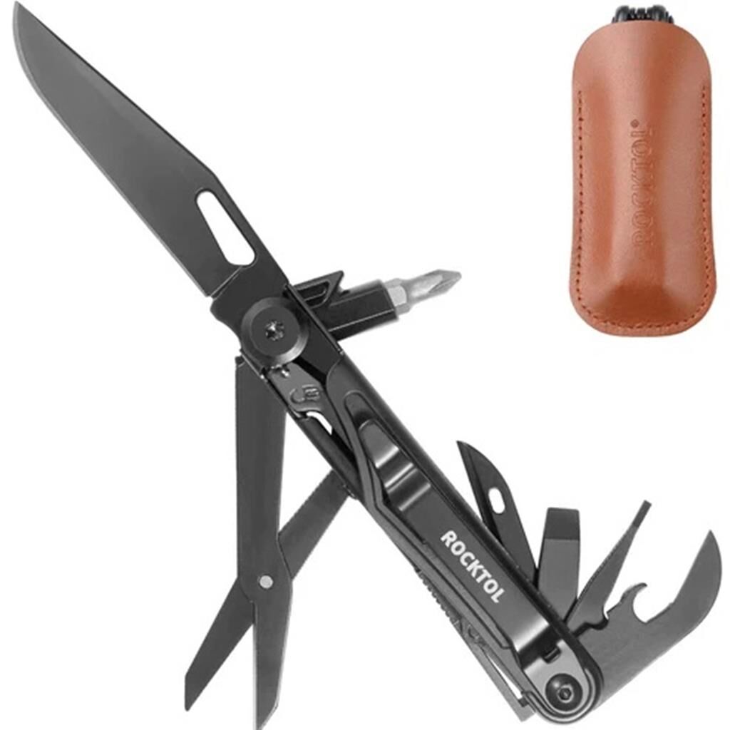 Rocktol 12 Fonksiyonlu Multi Tool Siyah Çakı (Kılıflı)
