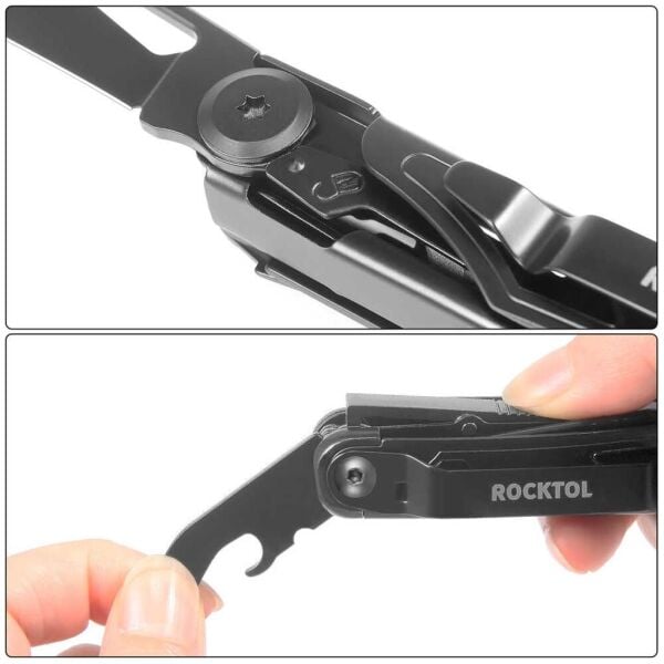 Rocktol 12 Fonksiyonlu Multi Tool Siyah Çakı (Kılıflı)