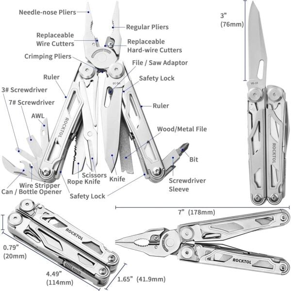 Rocktol 29 Fonksiyonlu Multi Tool Pense (Kılıflı)