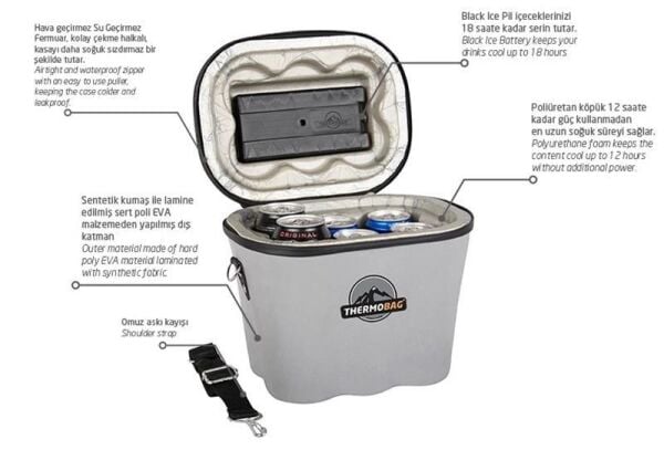 Thermobag Telesto Soğutucu İçecek Çantası Buzluk ( 6 Kutu Hazneli ) GRİ