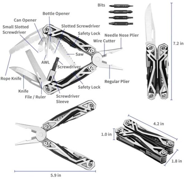 Rocktol 21 Fonksiyonlu Multi Tool Pense (Kılıflı)