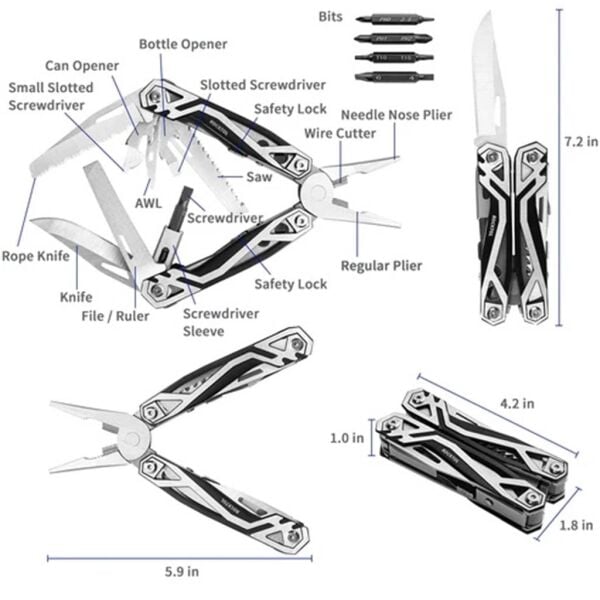 Rocktol 21 Fonksiyonlu Multi Tool Pense (Kılıflı)