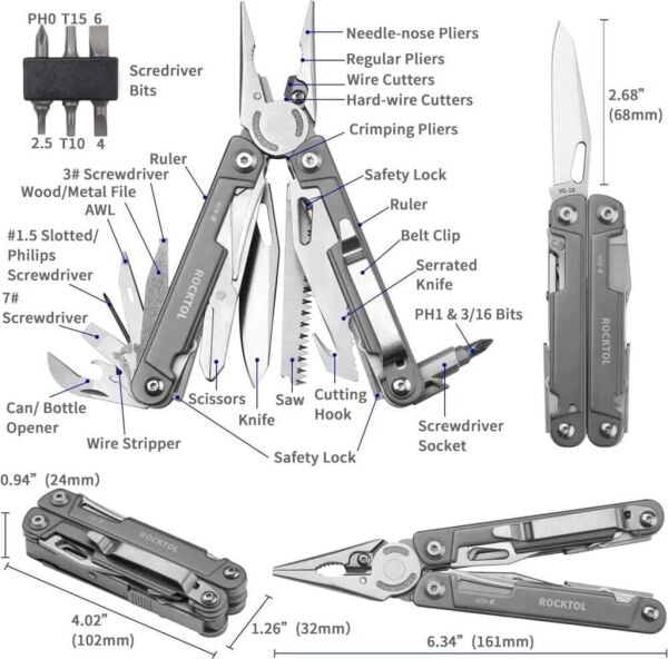 Rocktol 27 Fonksiyonlu Multi Tool Pense (Kılıflı)