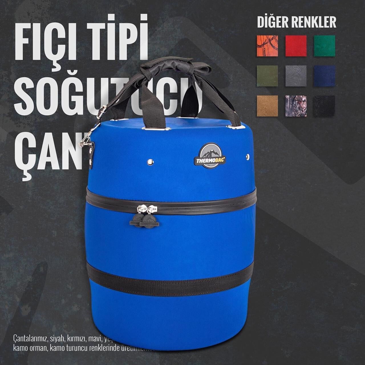 Thermobag Fıçı Tipi Soğutucu Termos Çanta Buzluk 14 Lt SİYAH