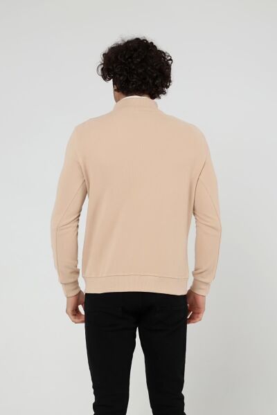 North Trace Crewline Yarım Fermuarlı Erkek Hoodie Bej - 2XL