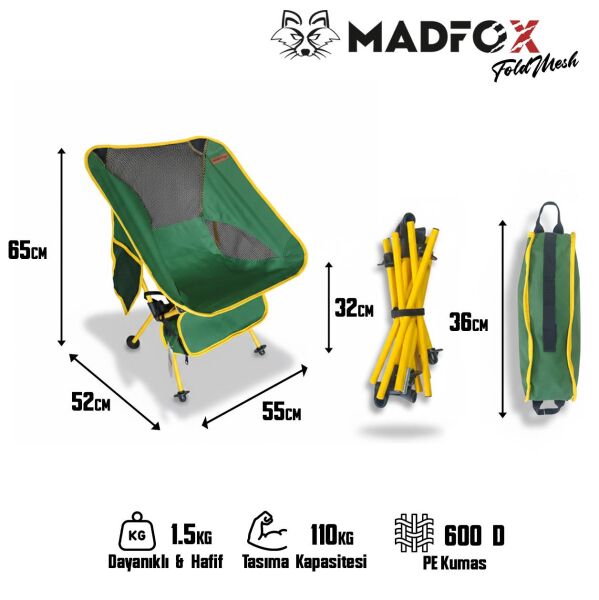 Madfox FoldMesh Mini Kompakt Katlanır Sandalye Savanna Lime