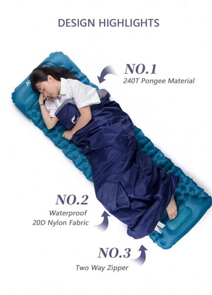 Naturehike LW180 Mini Uyku Tulumu BLUE - Right - XL