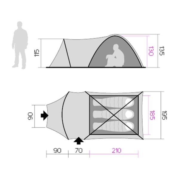 Hannah Arrant 3 Kişilik Comfort Çadır Spring Green/Cloudy Gray