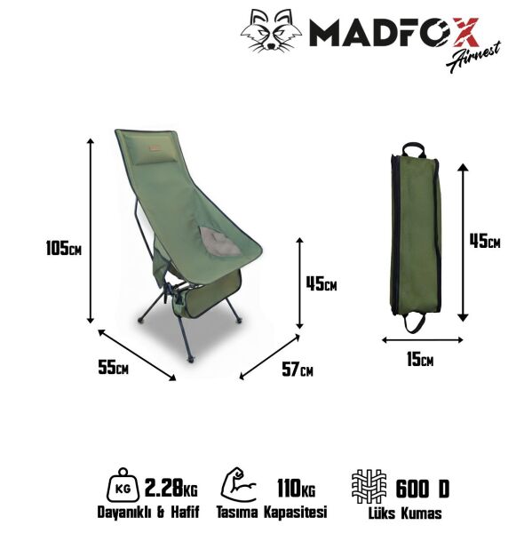 Madfox AirNest Ultra Katlanır Kamp Sandalyesi GREEN