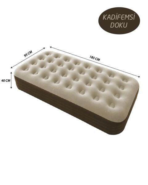 Campout Yüksek Tek Kişilik Şişme Yatak [Krem]