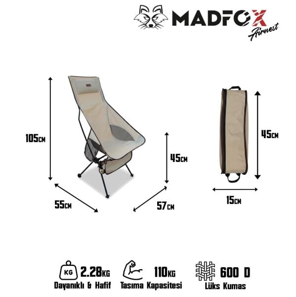 Madfox AirNest Ultra Katlanır Kamp Sandalyesi Cream
