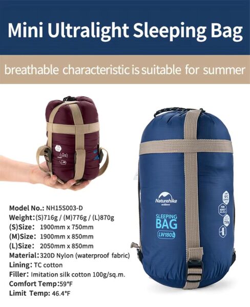 Naturehike Mini LW180 Ultra Light Uyku Tulumu Army Green - XL - LEFT