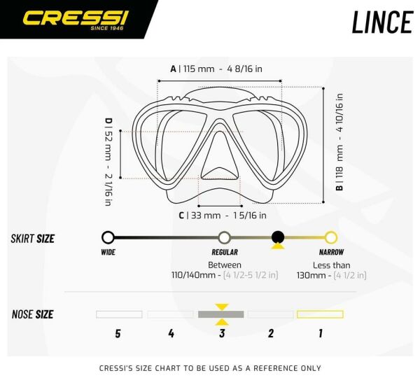 Cressi Lince Dalış Maskesi SİYAH