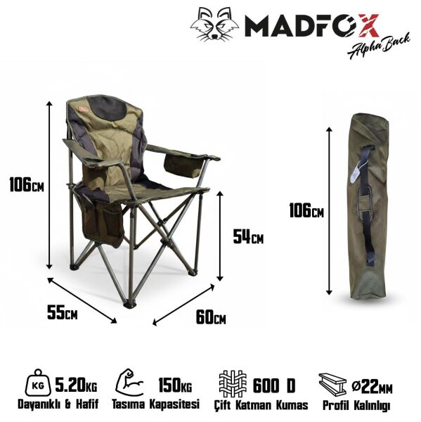 Madfox AlphaBack R108 Katlanır Kamp Sandalyesi Shadow Moss
