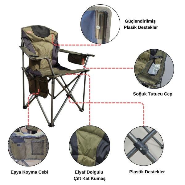 Madfox AlphaBack R108 Katlanır Kamp Sandalyesi Shadow Moss