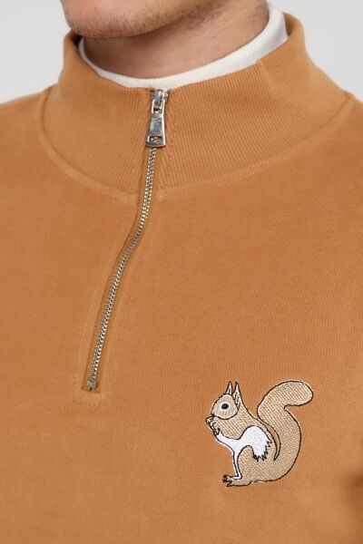North Trace Crewline Yarım Fermuarlı Erkek Hoodie Camel - 2XL
