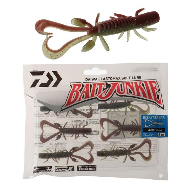 Daiwa Bait Junkie Risky Critter Soft Bait Floating Silikon Yem Camo UV - 7,62 CM
