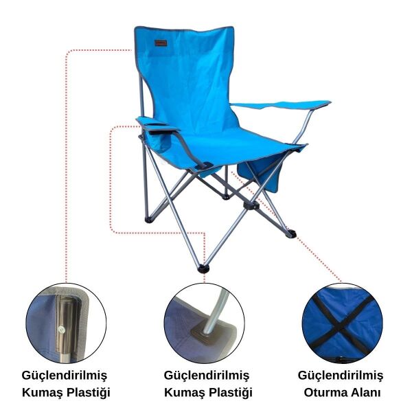 Madfox CampSeat X90 Katlanır Kamp Sandalyesi (Taşıma Çantalı) BLUE