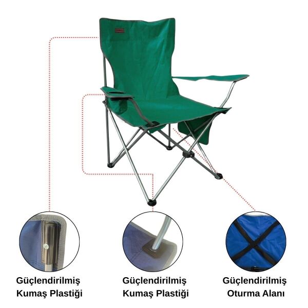 Madfox CampSeat X90 Katlanır Kamp Sandalyesi (Taşıma Çantalı) GREEN