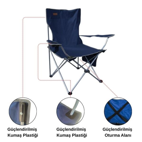 Madfox CampSeat X90 Katlanır Kamp Sandalyesi (Taşıma Çantalı) NAVY BLUE