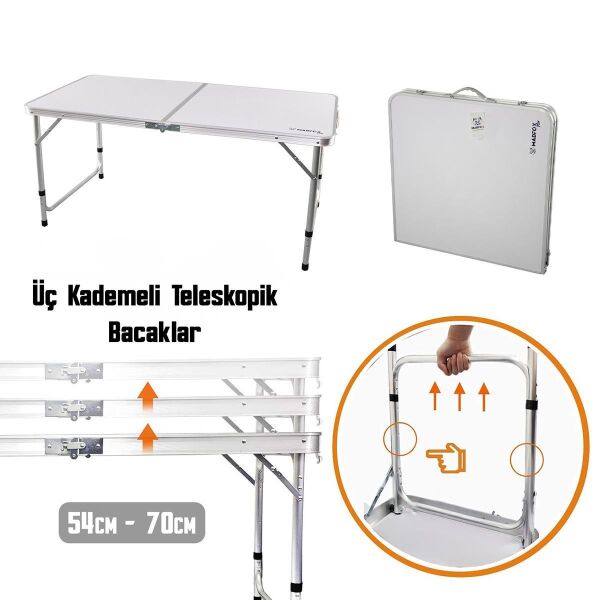 Madfox Nomad Duo Tabureli Katlanır Kamp Masası Seti BEYAZ
