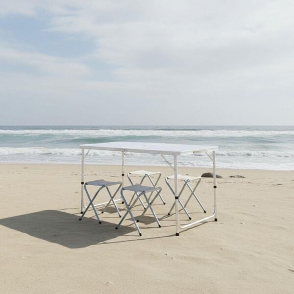 Madfox Nomad Duo Tabureli Katlanır Kamp Masası Seti BEYAZ