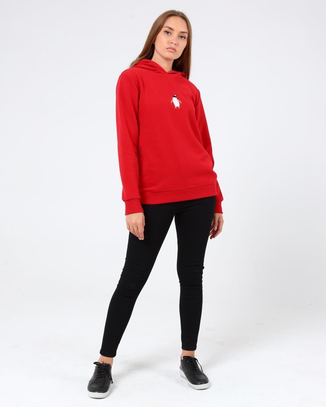 North Trace Crewline Kapüşonlu Kadın Hoodie KIRMIZI - XL