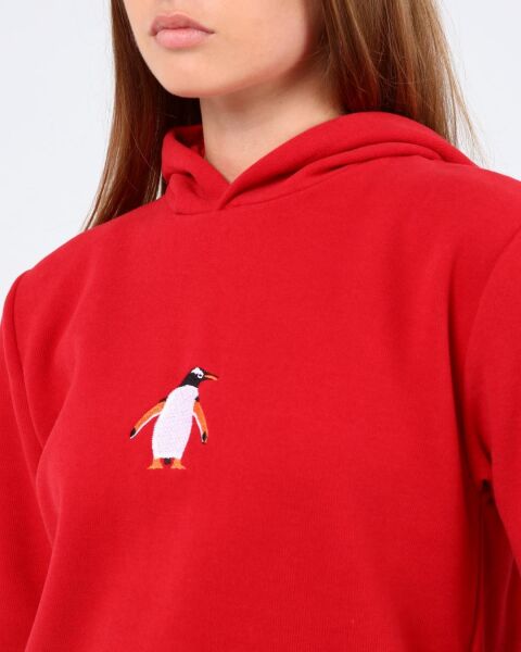 North Trace Crewline Kapüşonlu Kadın Hoodie KIRMIZI - XL