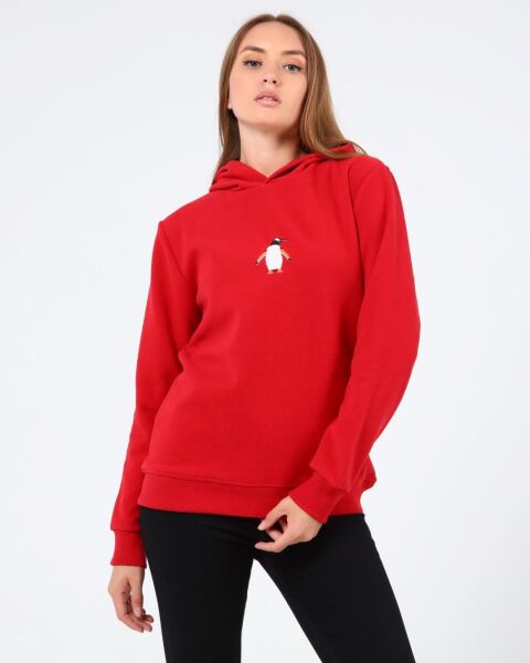North Trace Crewline Kapüşonlu Kadın Hoodie KIRMIZI - XL