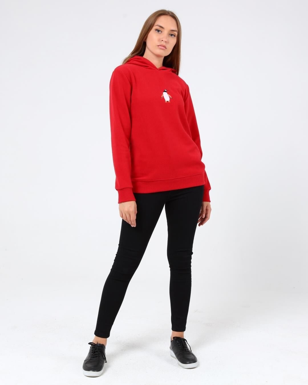 North Trace Crewline Kapüşonlu Kadın Hoodie KIRMIZI - 2XL