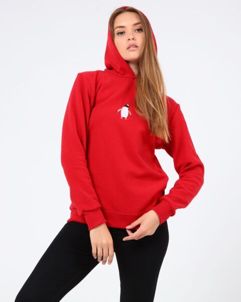 North Trace Crewline Kapüşonlu Kadın Hoodie KIRMIZI - L